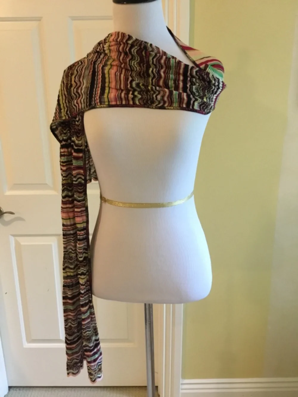 Missoni Italy Multicolor Knit Open Front Long Scarf Cardigan Shrug